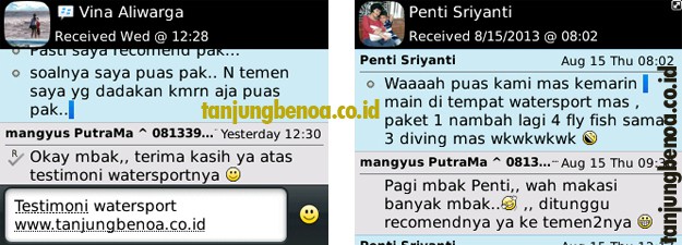 Testimoni watersport Tanjung Benoa Bali